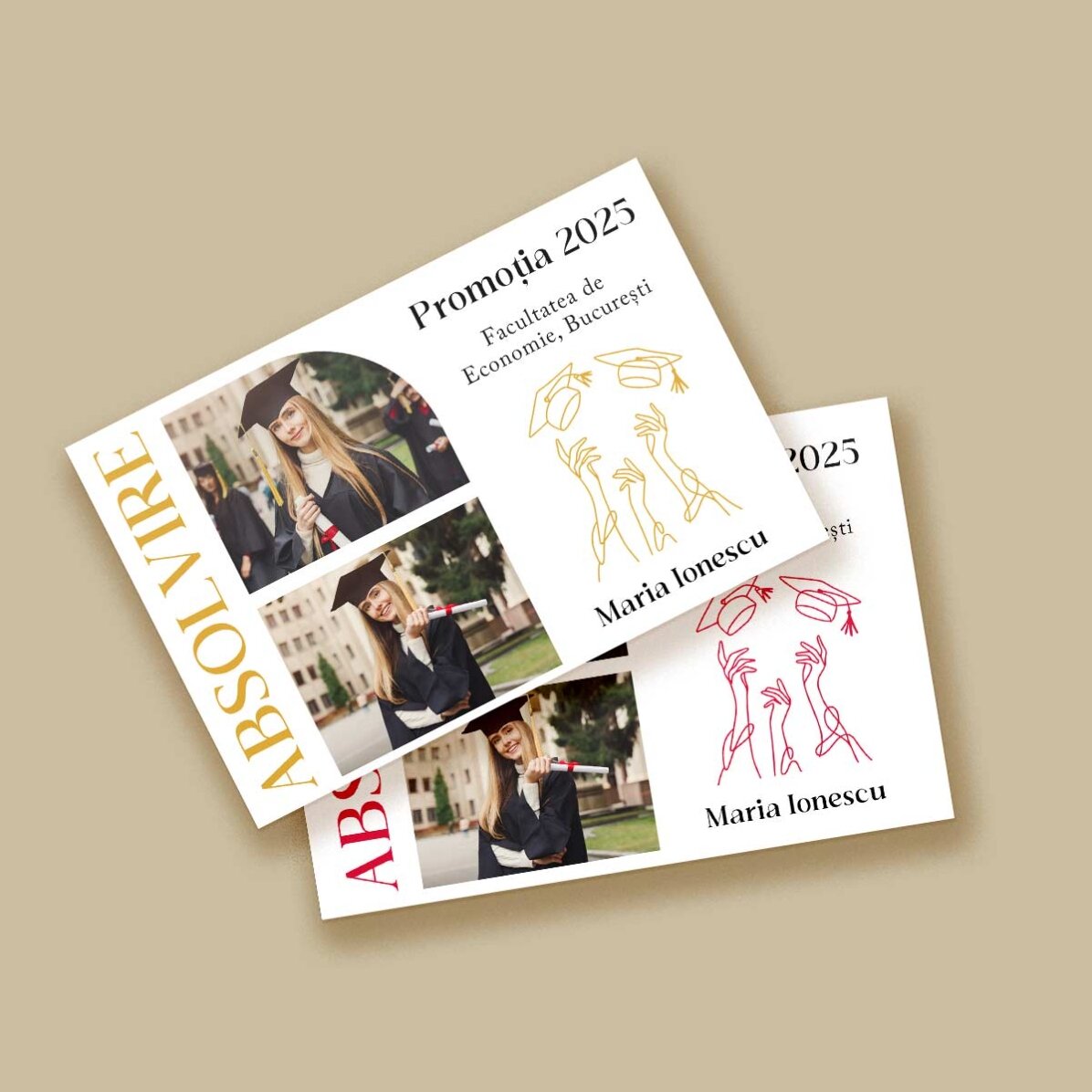 Magnet 15x10 cm personalizat cu 2 poze și text - Absolvire