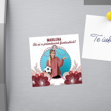 Magnet FC Rapid 10x10 personalizat cu nume și mesaj - Mărțișor