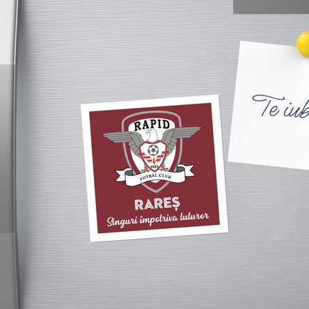Magnet FC Rapid 10x10 personalizat cu nume și mesaj