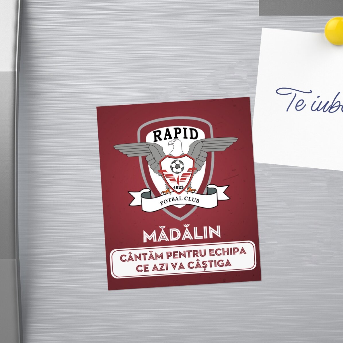 Magnet FC Rapid 10x12 cm personalizat cu nume și mesaj