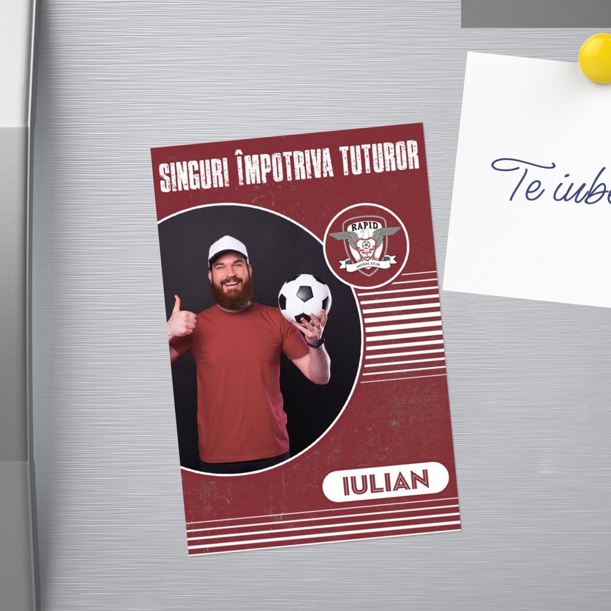 Magnet FC Rapid 10x15 cm personalizat cu poză și text