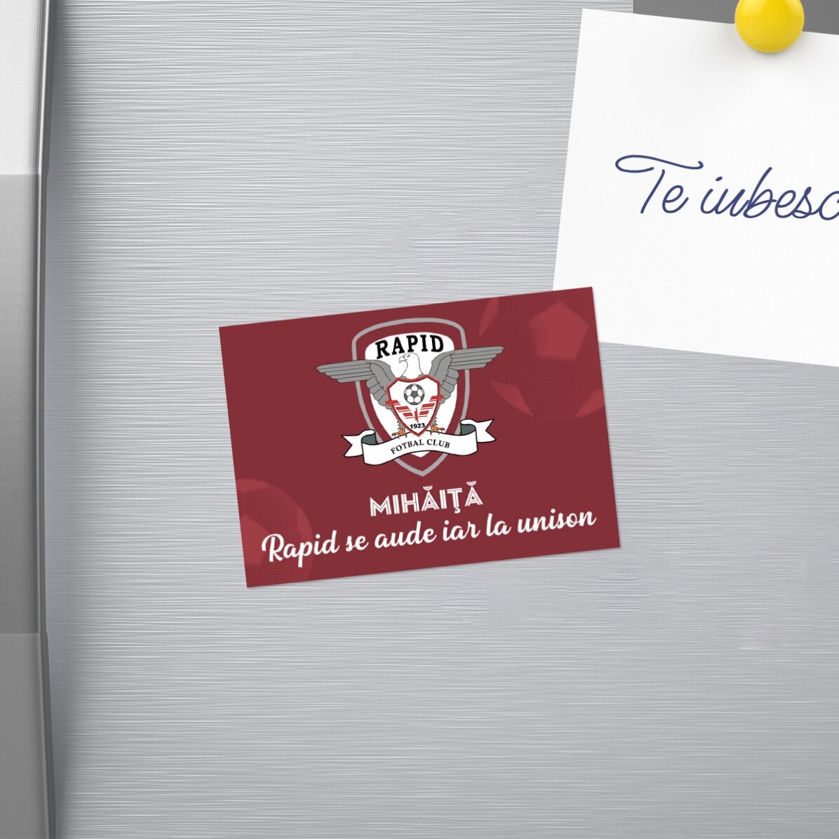 Magnet FC Rapid 10x7 cm personalizat cu nume și mesaj