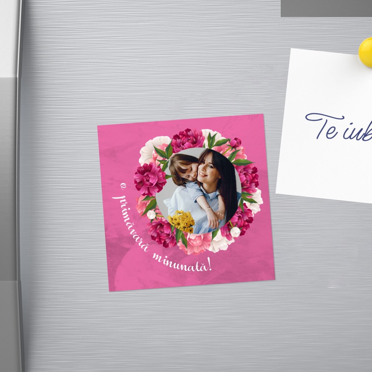 Magnet personalizat cu poză și mesaj - O primăvară frumoasă