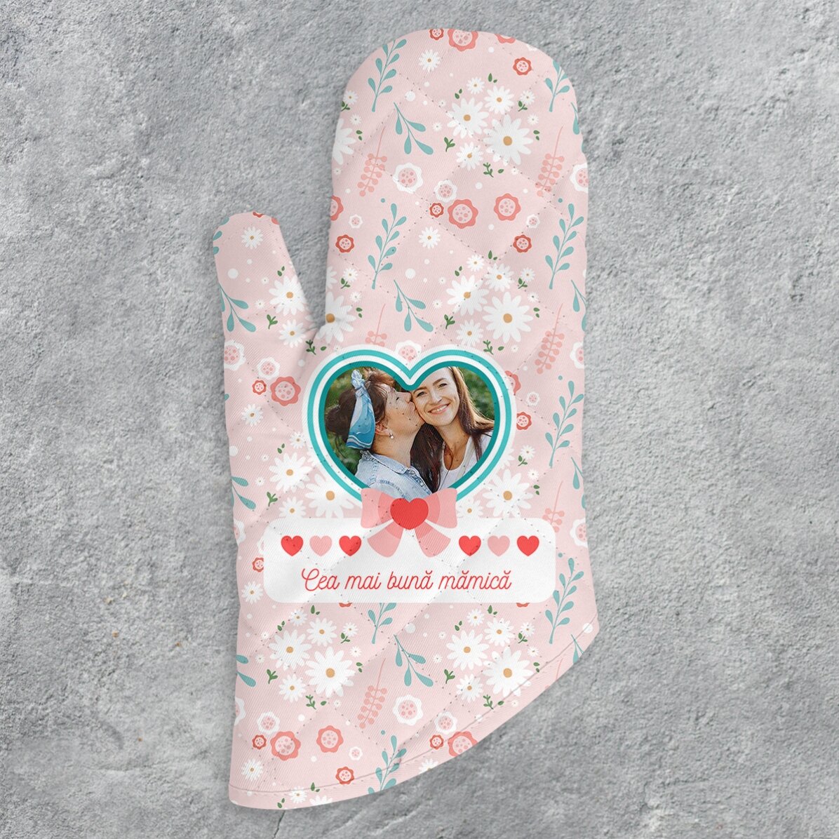 Mănușă de bucătărie personalizată cu poză și text - Cea mai bună mămică