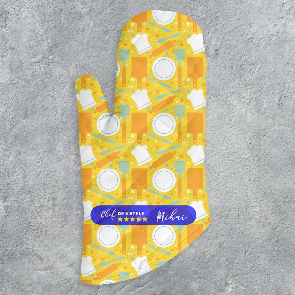 Mănușă de bucătărie personalizată cu text - Chef de 5 stele