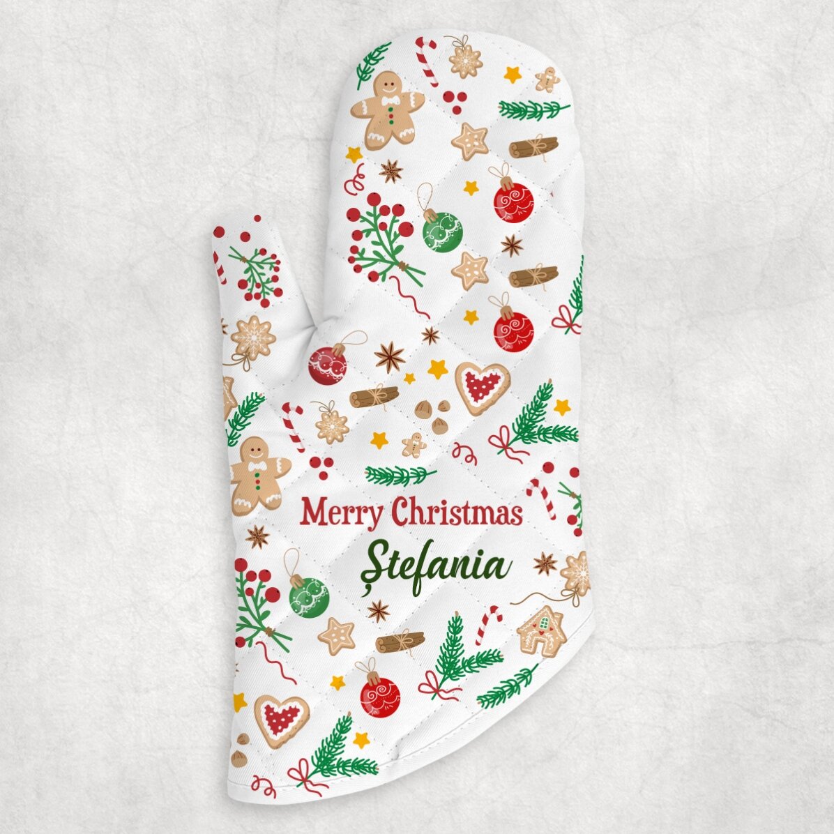 Mănușă de bucătărie personalizată cu text - Crăciun dulce