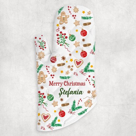 Mănușă de bucătărie personalizată cu text - Crăciun dulce