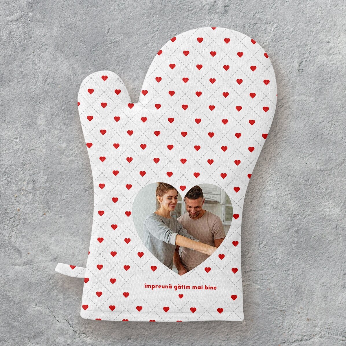 Mănușă de bucătărie personalizată cu text - Gătim împreună