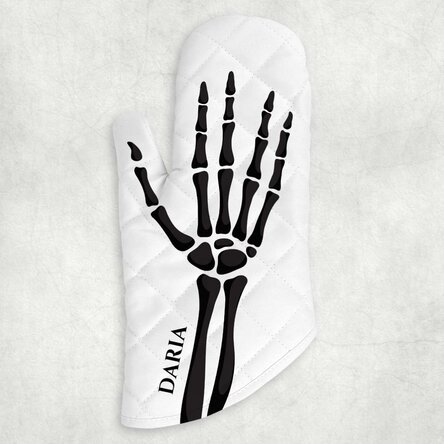 Mănușă de bucătărie personalizată cu text - Schelet