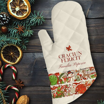 Mănușă de bucătărie personalizată și text - Traditional Christmas