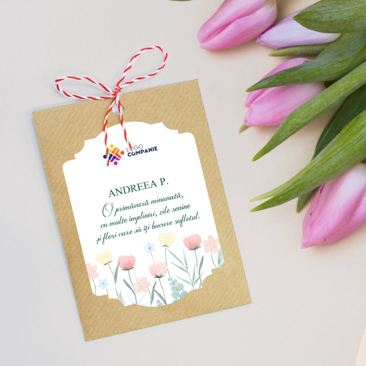 Mărțișor plantabil personalizat cu logo și mesaj