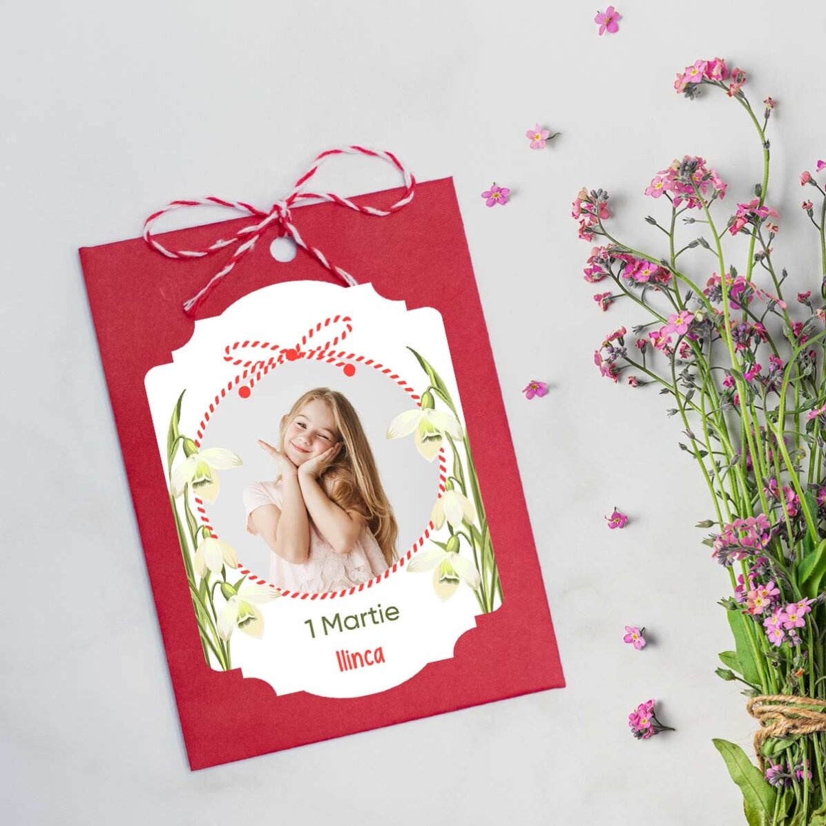 Mărțișor plantabil personalizat cu o poză și mesaj - Ghiocei