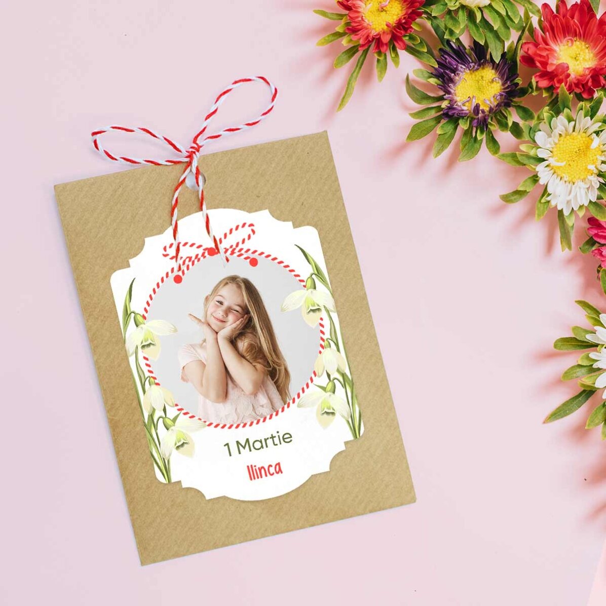 Mărțișor plantabil personalizat cu o poză și mesaj - Ghiocei