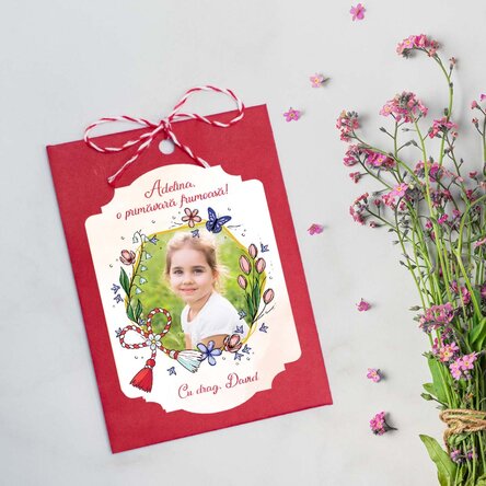 Mărțișor plantabil personalizat cu o poză și mesaj - Floricele