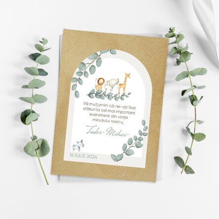 Mărturie plantabilă personalizată cu text pentru botez - Mulțumim