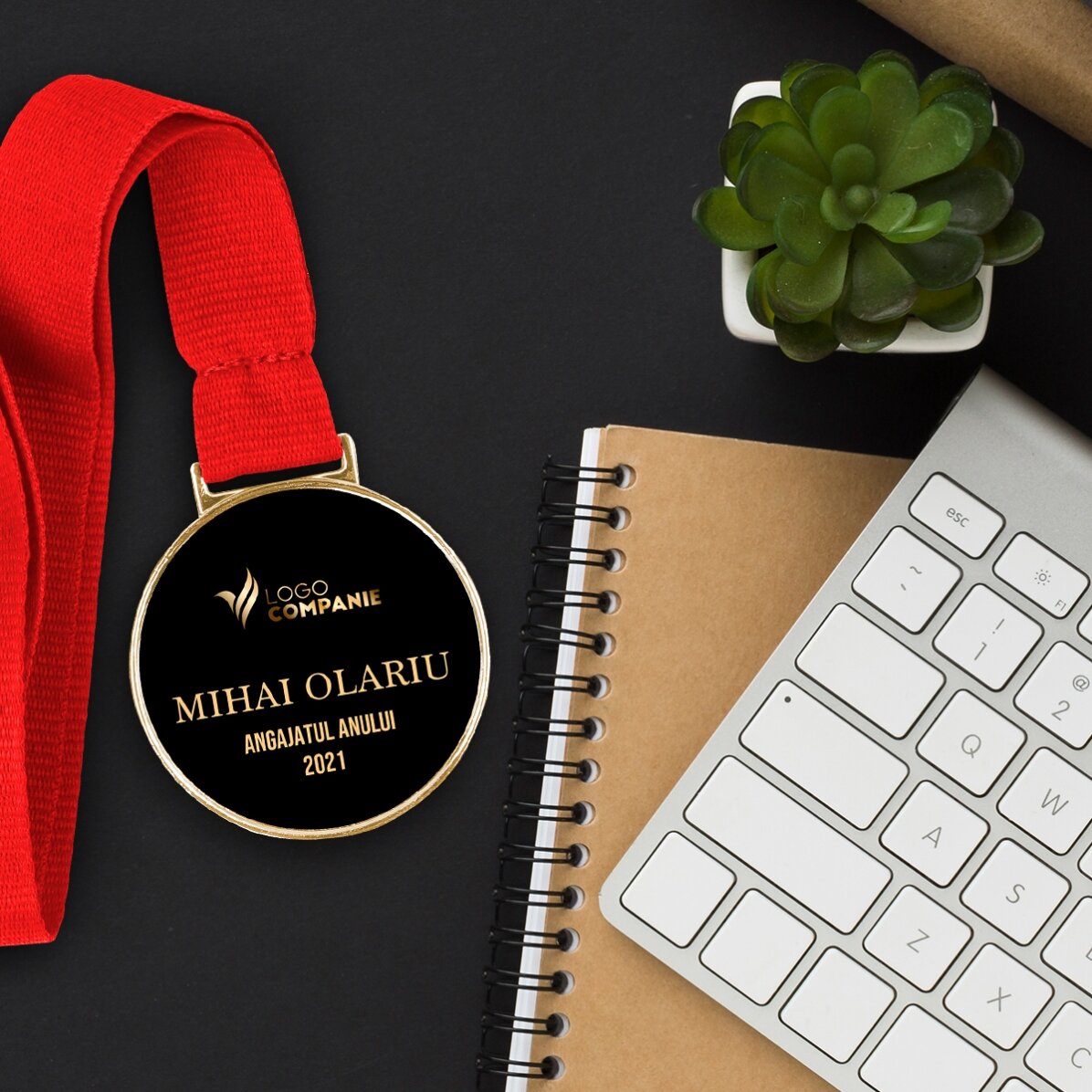 Medalie personalizată cu logo și text
