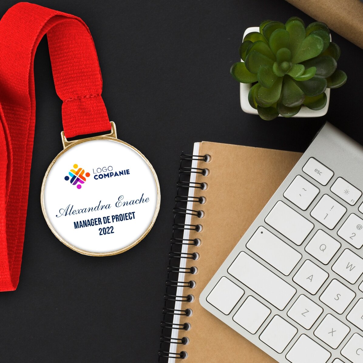 Medalie personalizată cu logo și text
