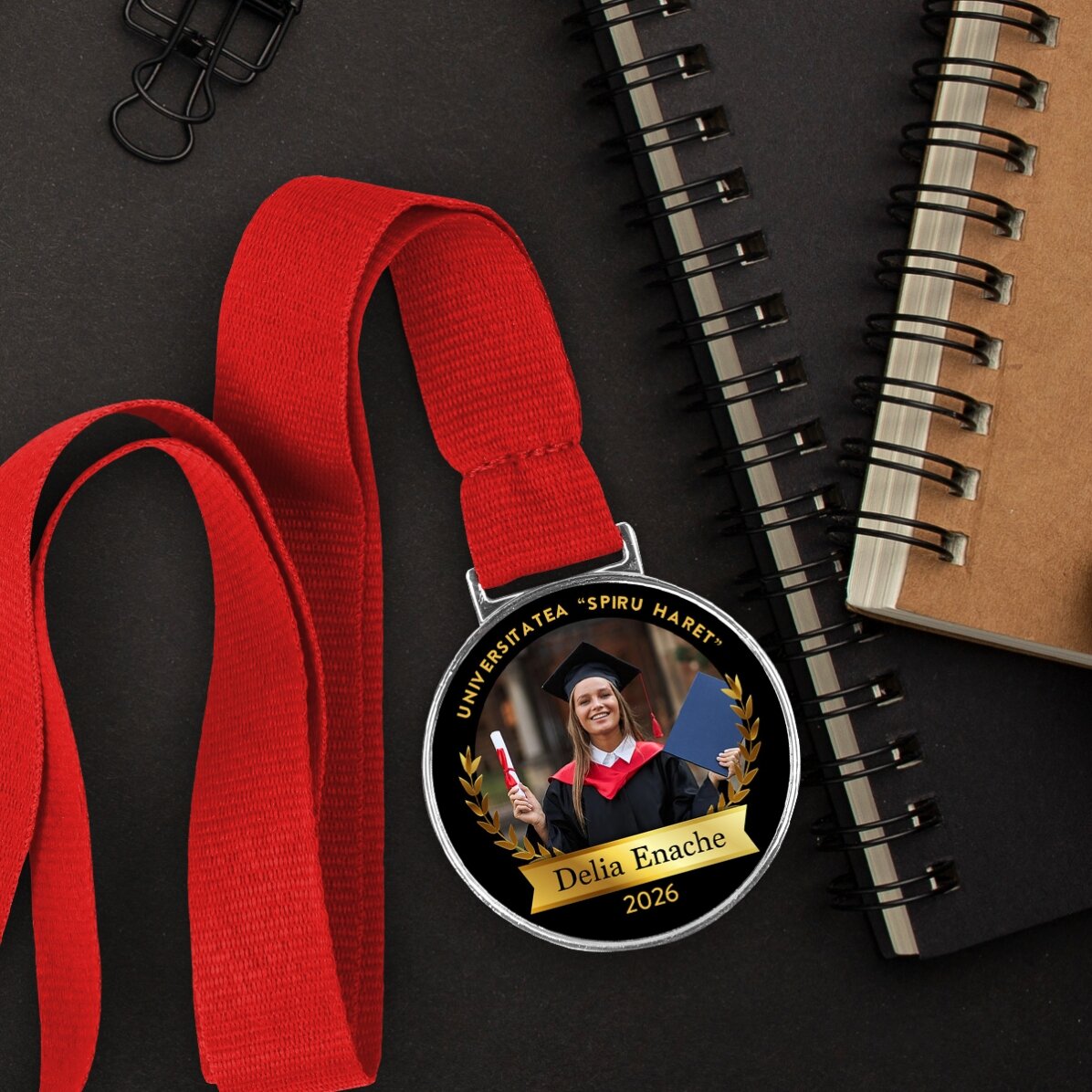Medalie personalizată cu o poză și text - Absolvent