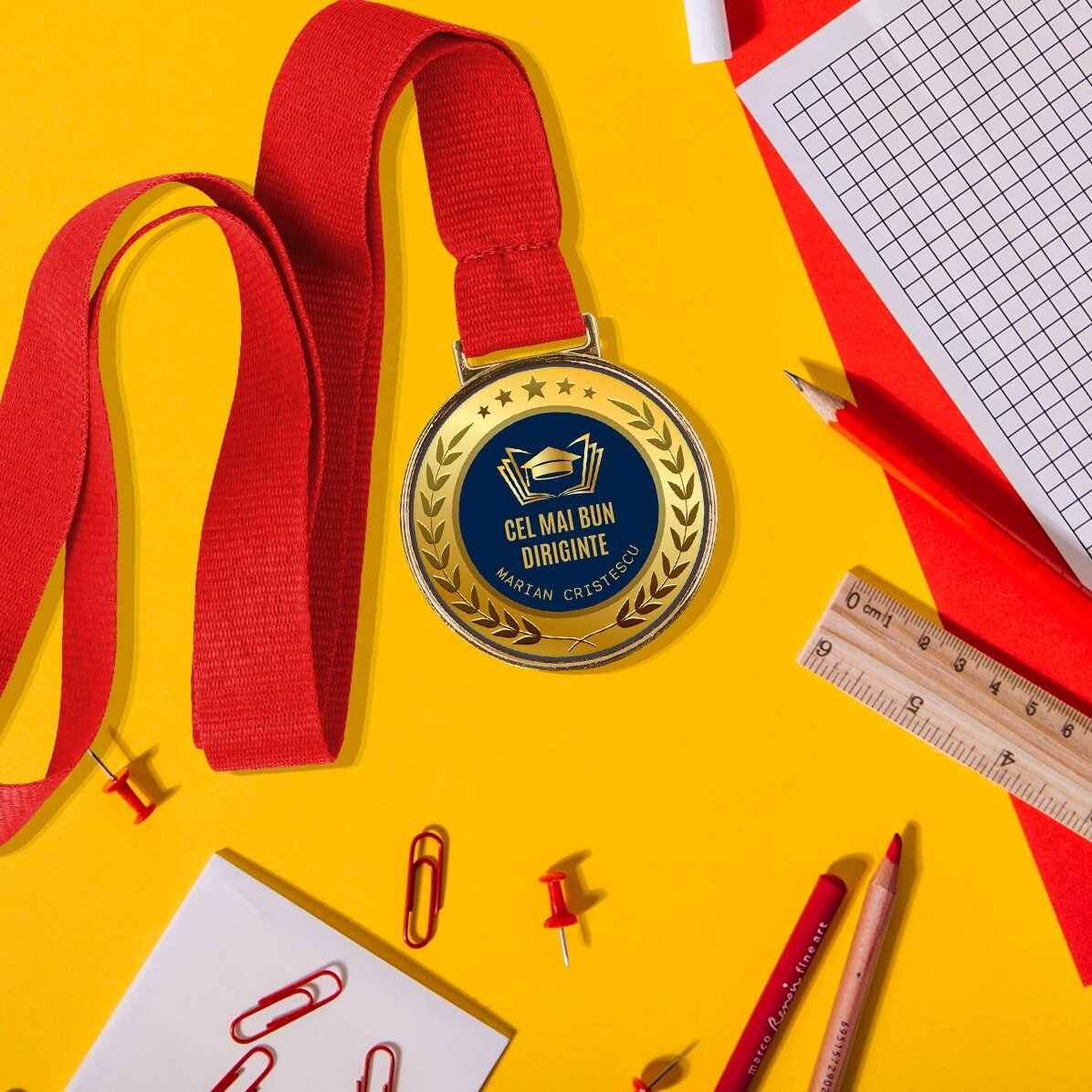 Medalie personalizată cu text - Cel mai bun diriginte