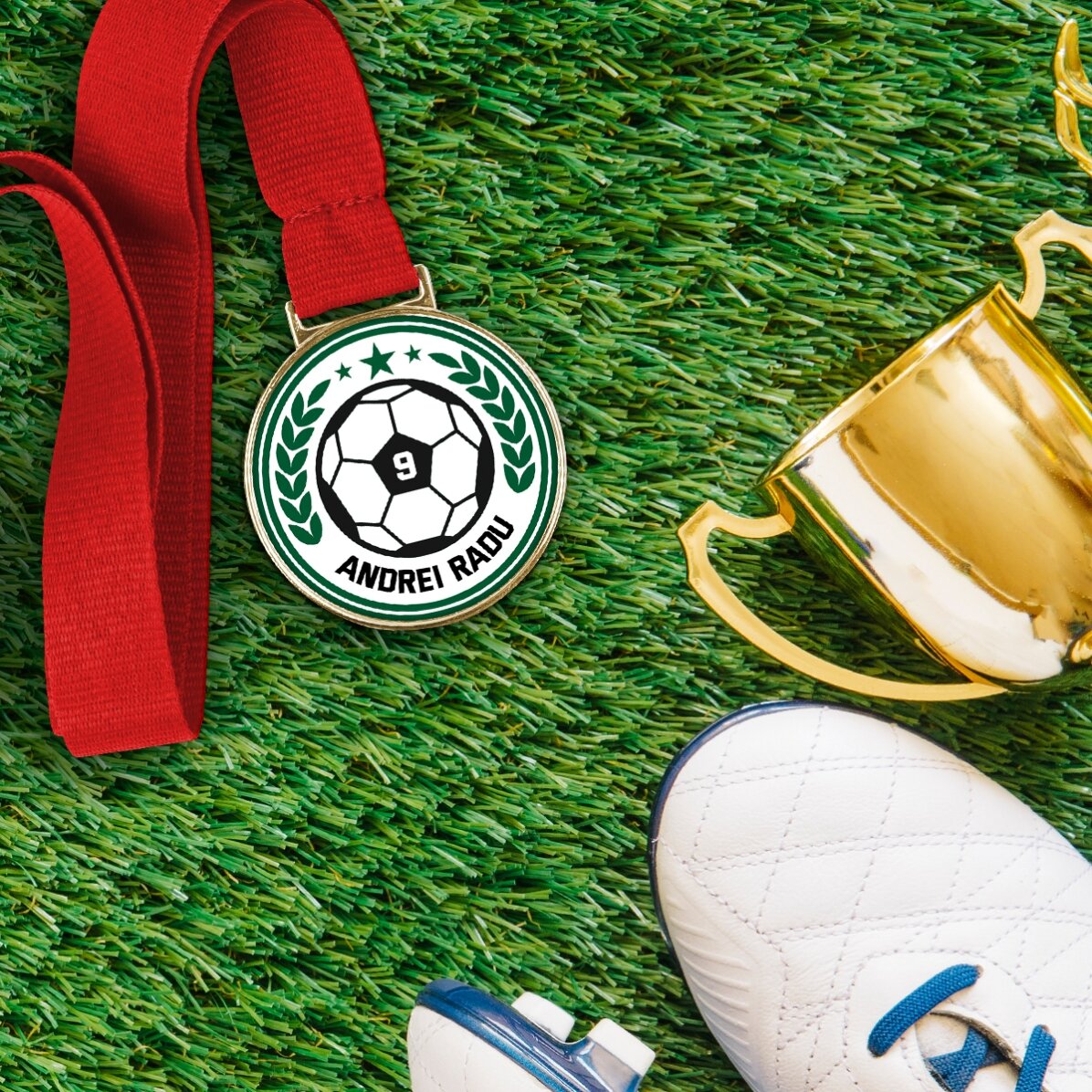 Medalie personalizată cu text - Fotbal