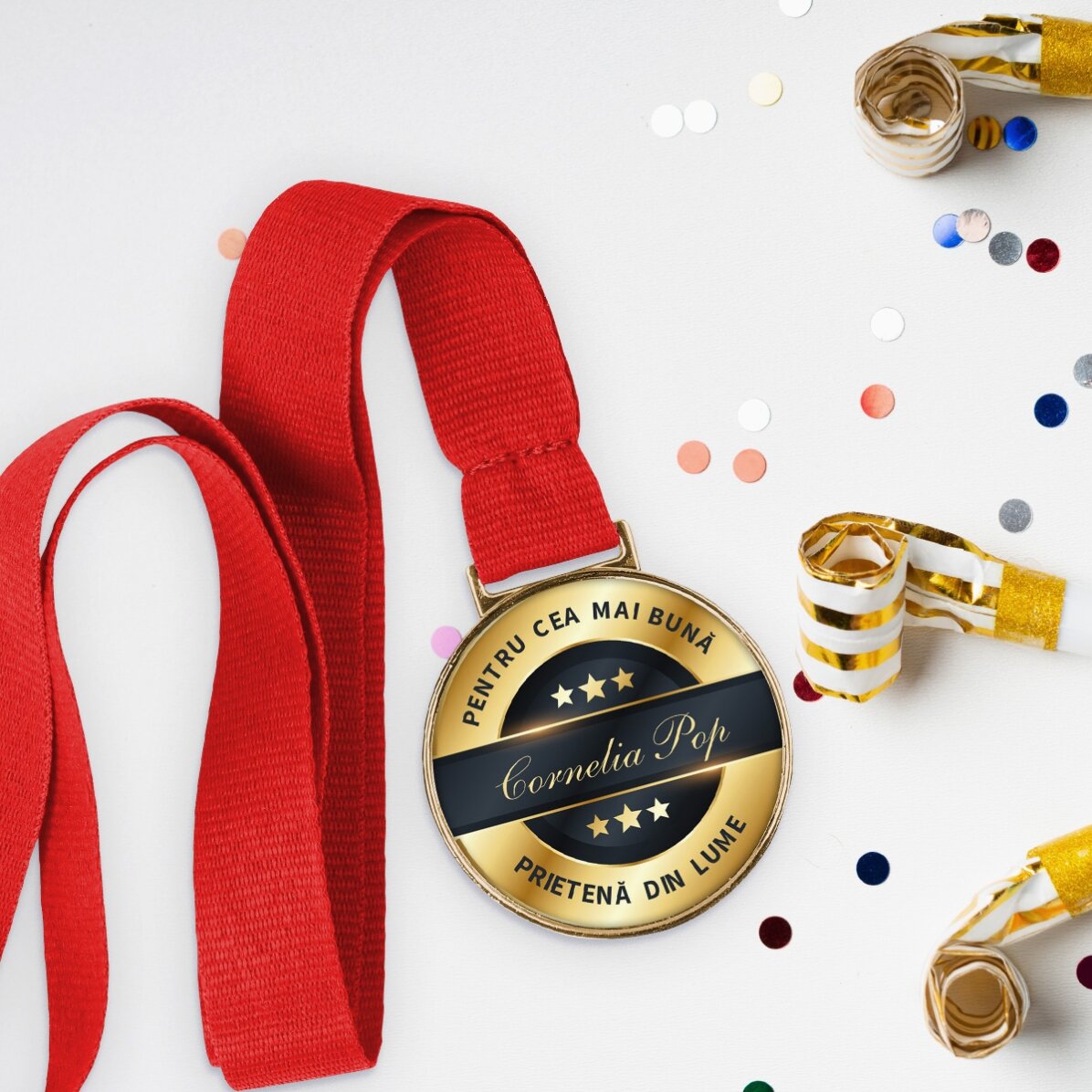 Medalie personalizată cu text - The best