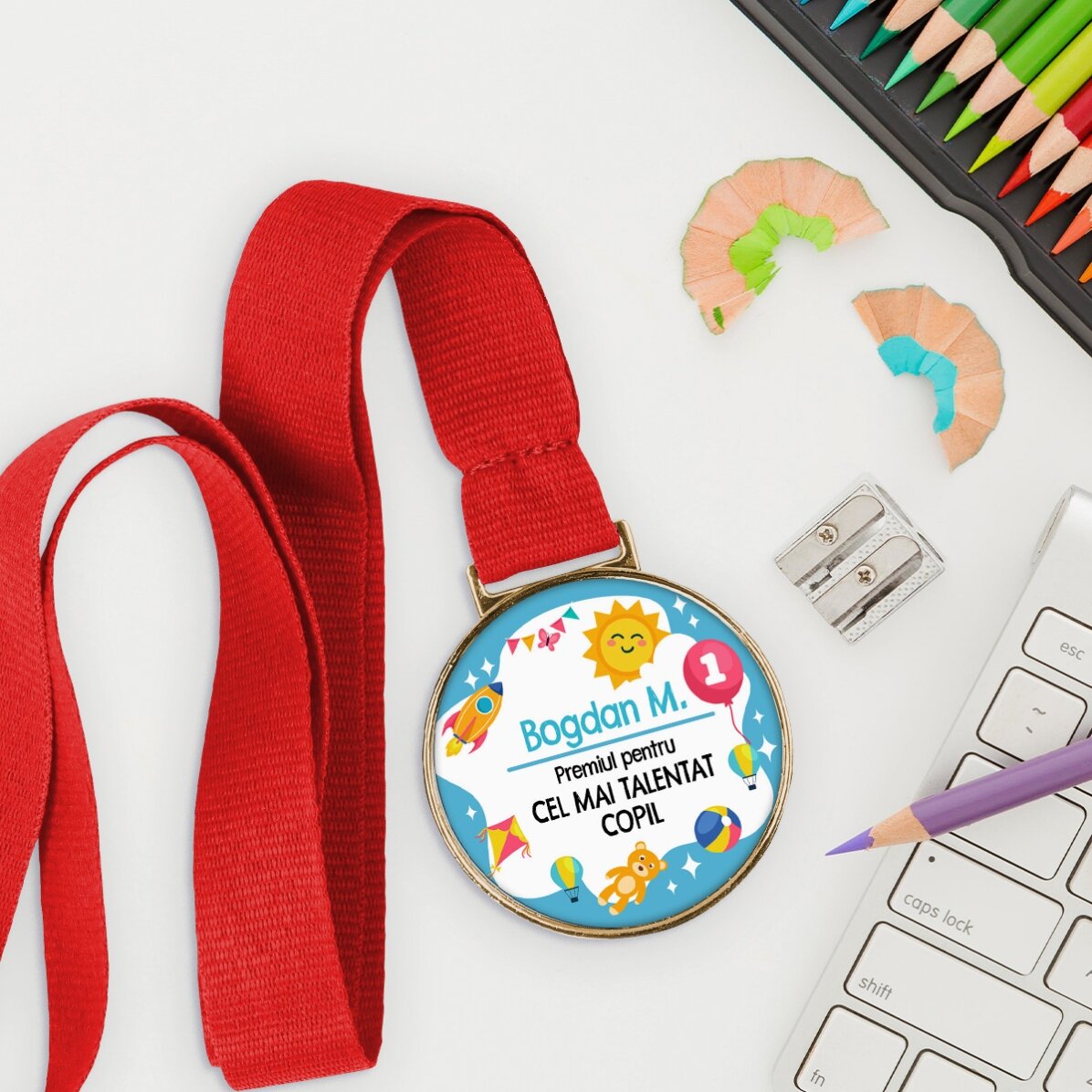 Medalie personalizată cu text - Ziua copilului