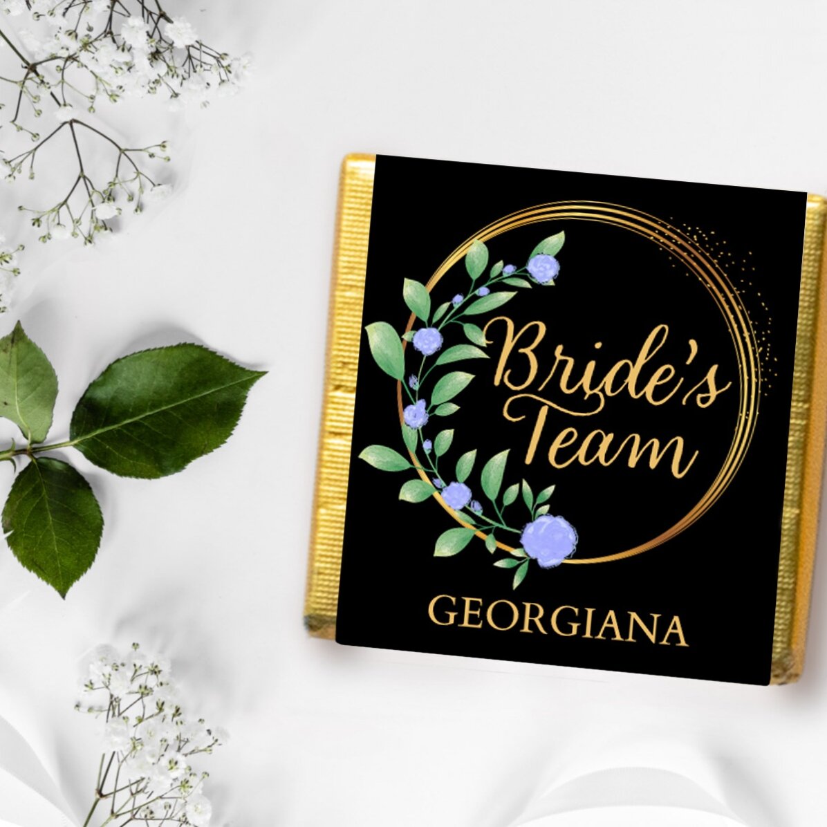 Mini ciocolată mărturie personalizată cu mesaj - Floral