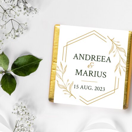 Mini ciocolată mărturie personalizată cu mesaj - Gold