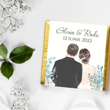 Mini ciocolată mărturie personalizată cu text - Our wedding