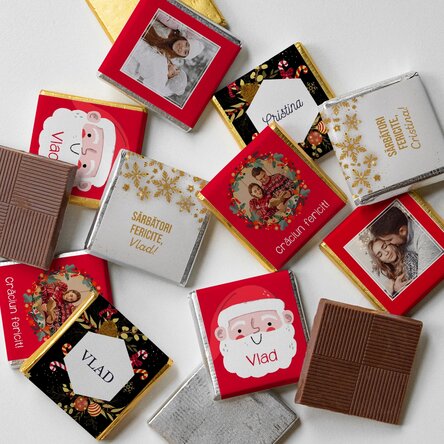 Set 10 mini ciocolățele personalizate cu fotografii și text