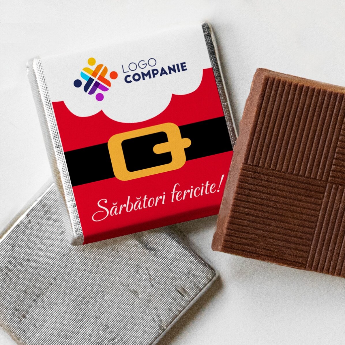 Mini ciocolată personalizată cu logo - Moș Crăciun