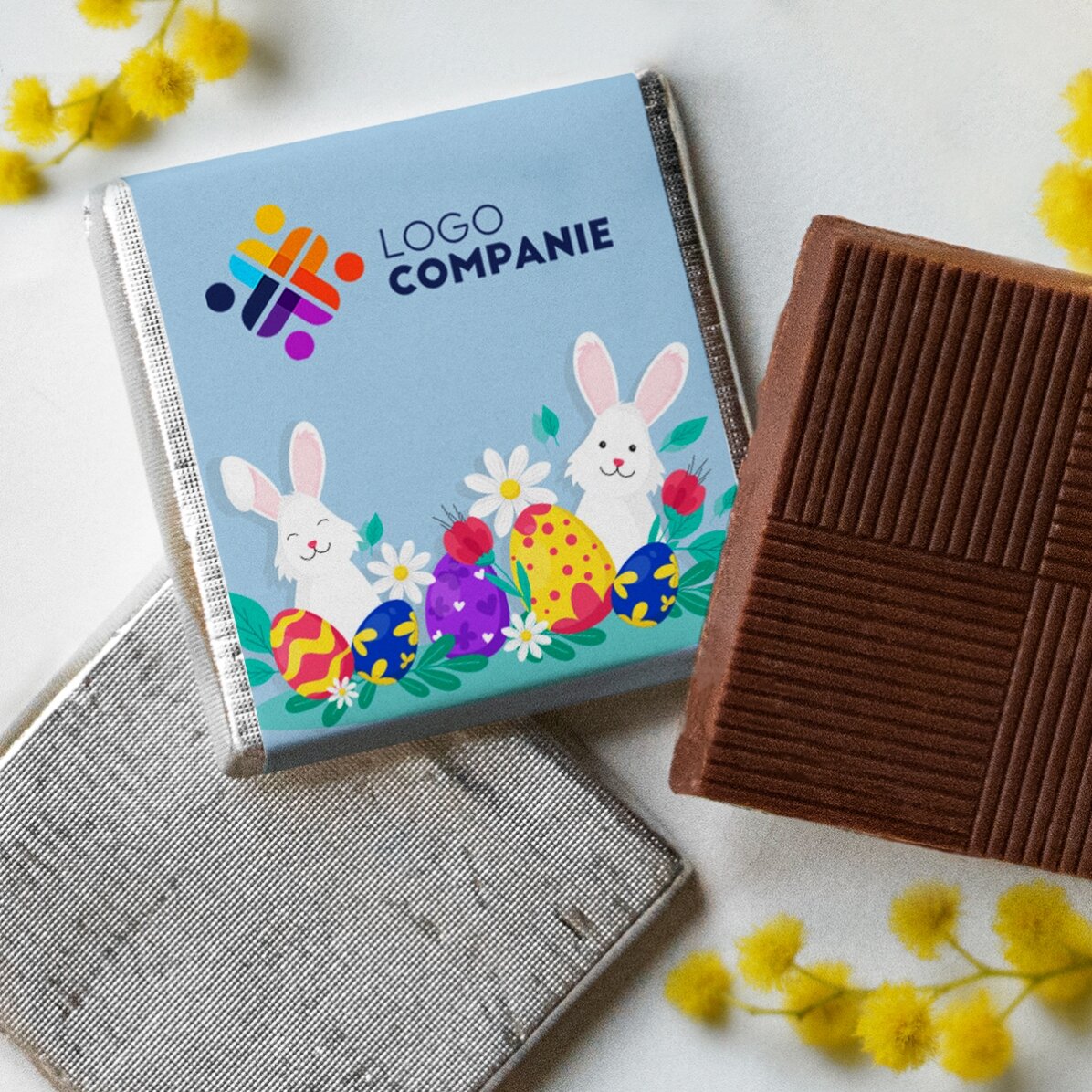 Mini ciocolată personalizată cu logo - Paște fericit