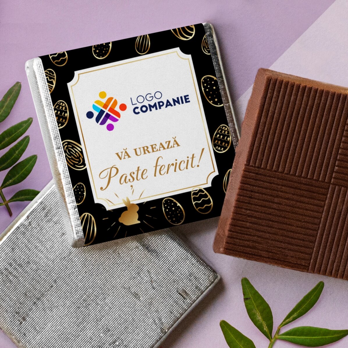Mini ciocolată personalizată cu logo și mesaj - Easter eggs