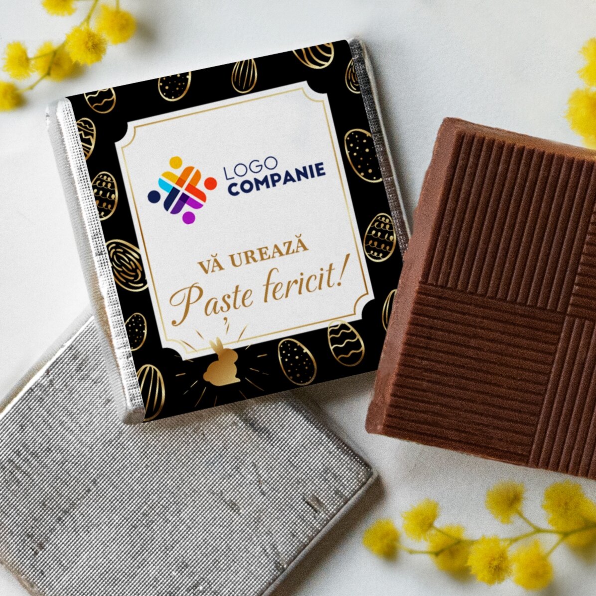Mini ciocolată personalizată cu logo și mesaj - Easter eggs