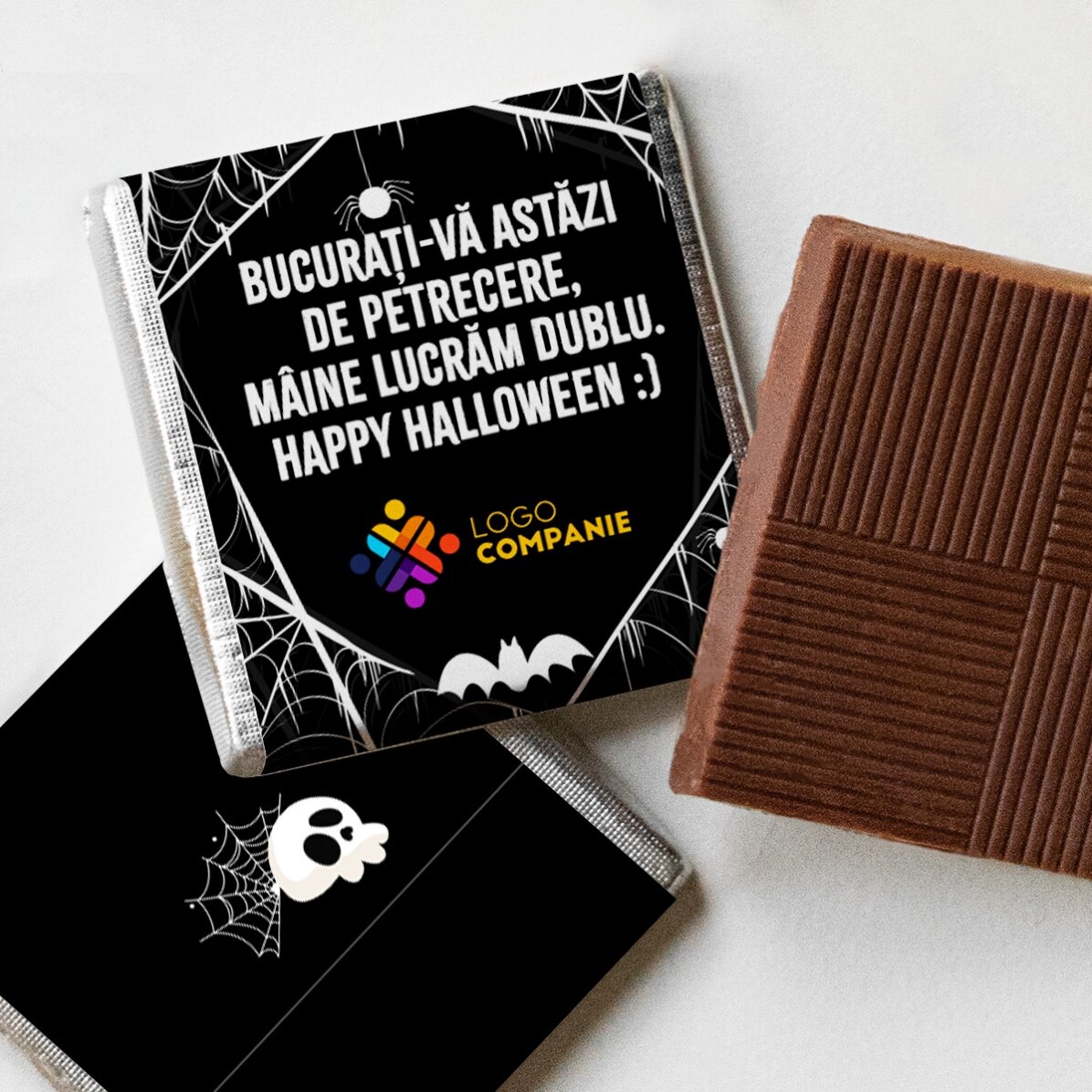 Mini ciocolată personalizată cu logo și mesaj - Halloween 