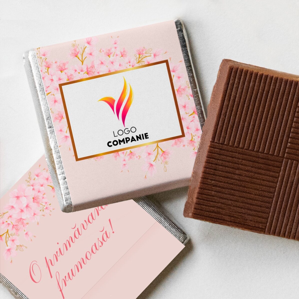 Mini ciocolată personalizată cu logo și mesaj - Primăvară