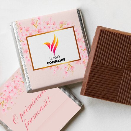 Mini ciocolată personalizată cu logo și mesaj - Primăvară
