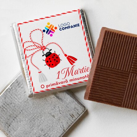 Mini ciocolată personalizată cu logo și text - Mărțișor