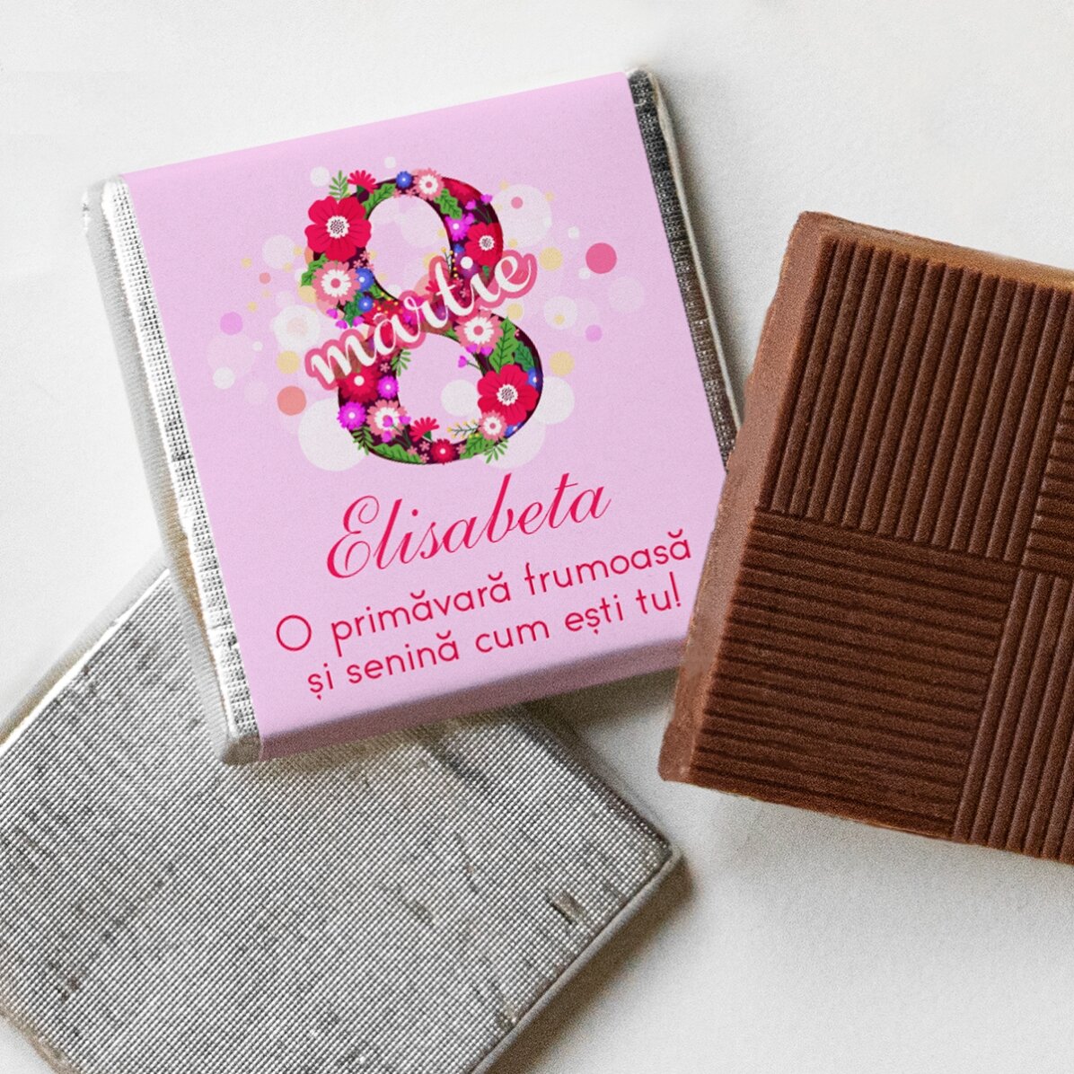 Mini ciocolată personalizată cu mesaj - 8 martie