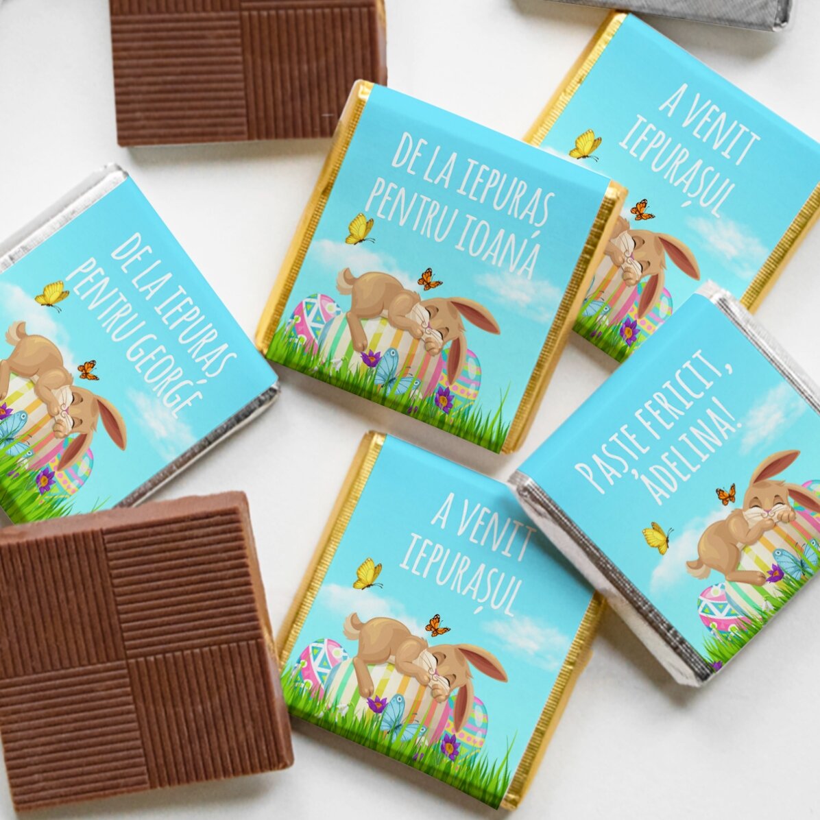 Mini ciocolată personalizată cu mesaj de Paște