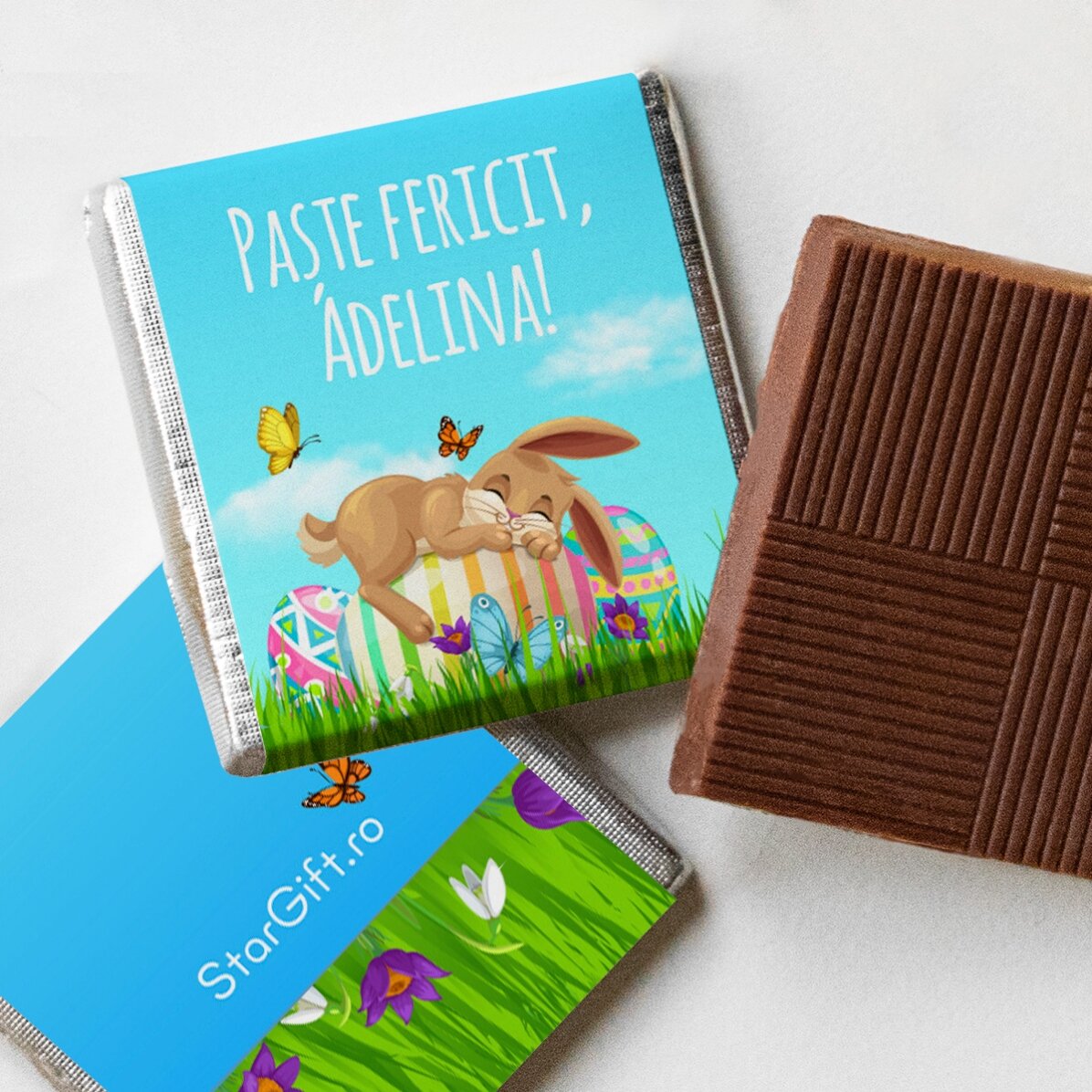 Mini ciocolată personalizată cu mesaj de Paște
