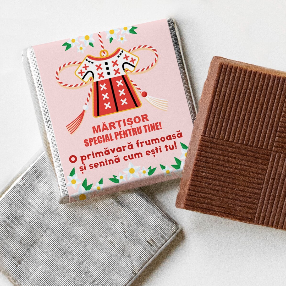 Mini ciocolată personalizată cu mesaj - Mărțișor tradițional