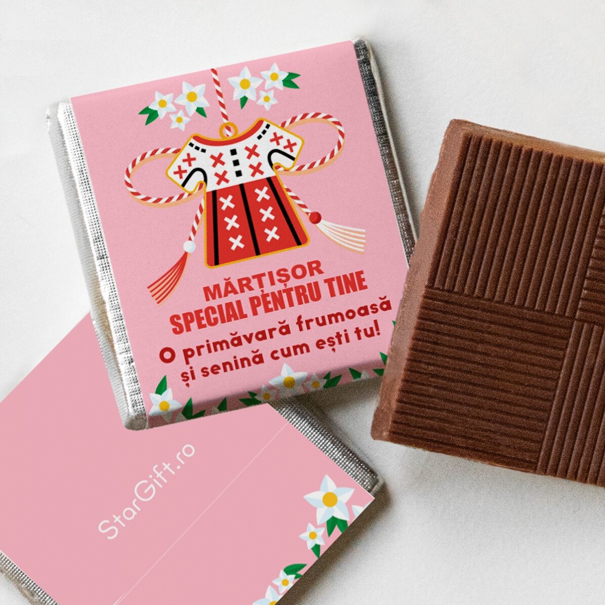Mini ciocolată personalizată cu mesaj - Mărțișor tradițional