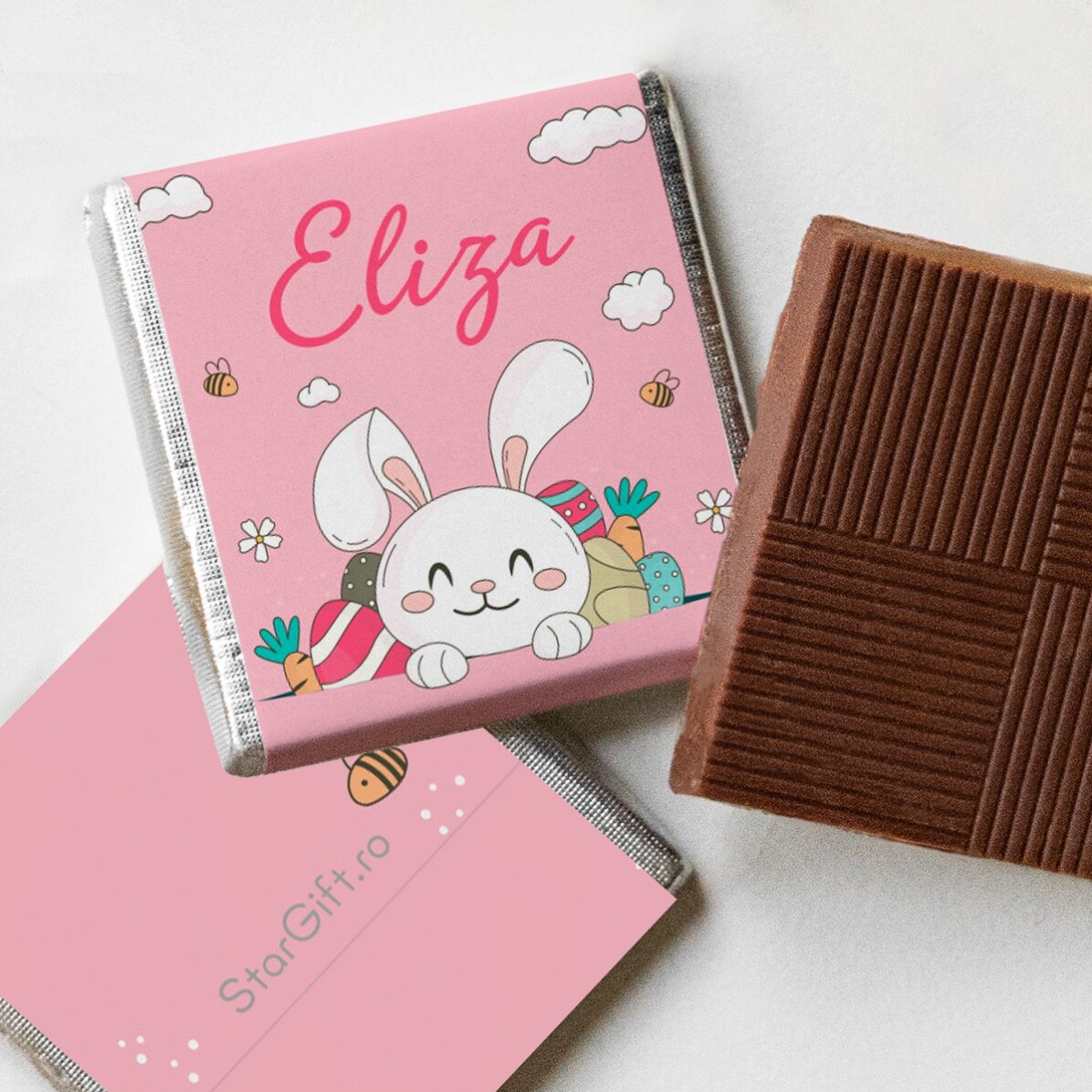 Mini ciocolată personalizată cu nume - Iepuraș