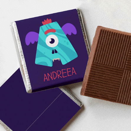 Mini ciocolată personalizată cu nume - Monstruleț