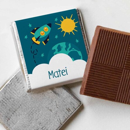Mini ciocolată personalizată cu nume - Rachetă