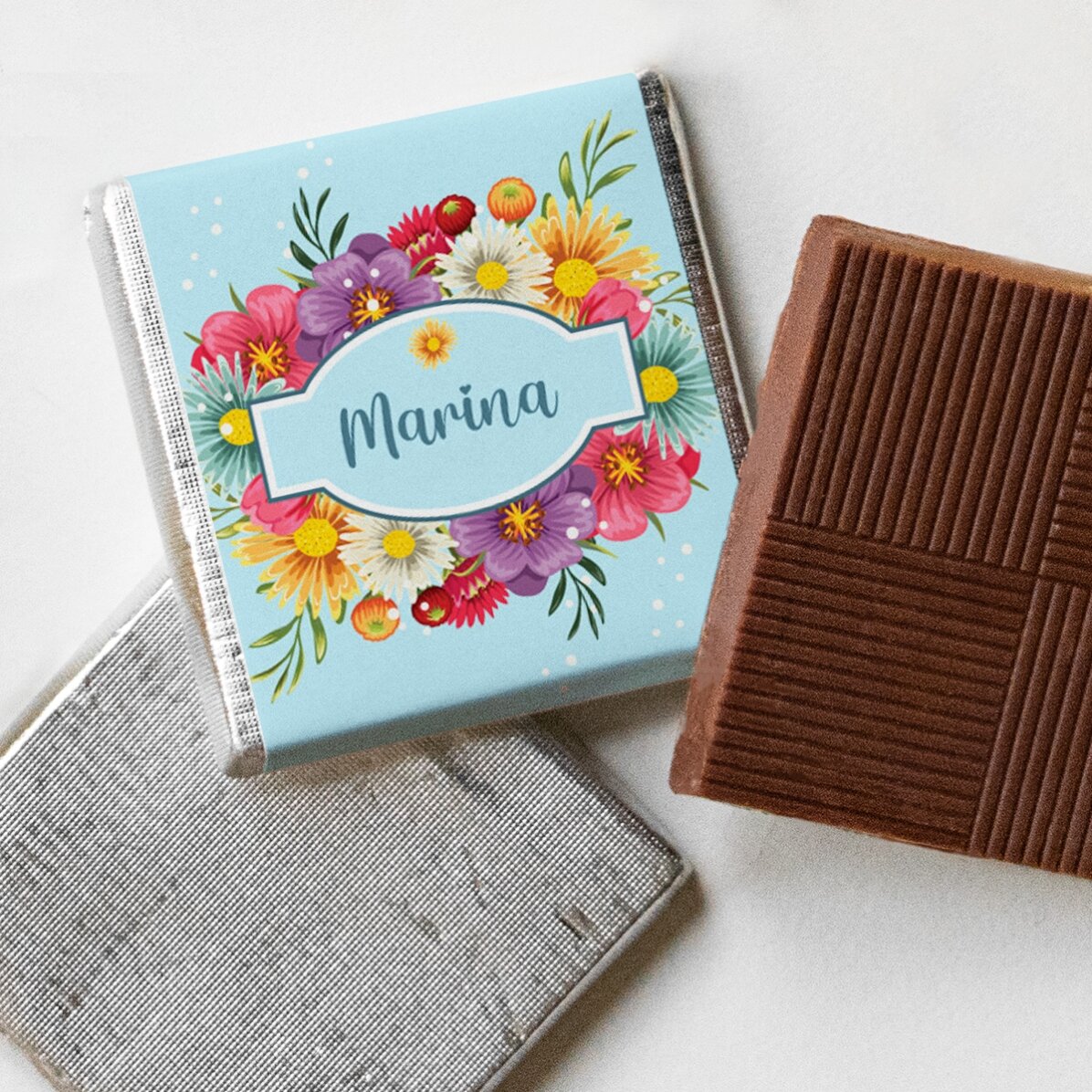 Mini ciocolată personalizată cu nume - Spring flowers