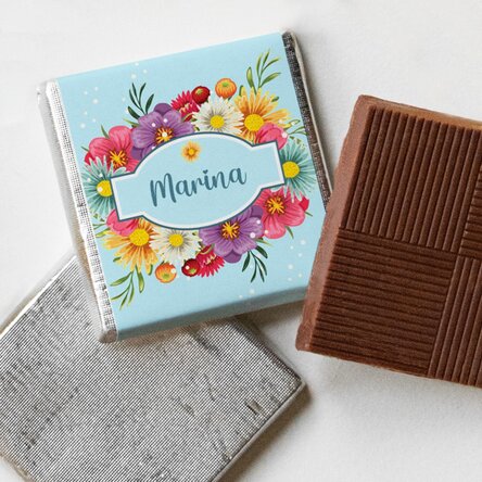 Mini ciocolată personalizată cu nume - Spring flowers