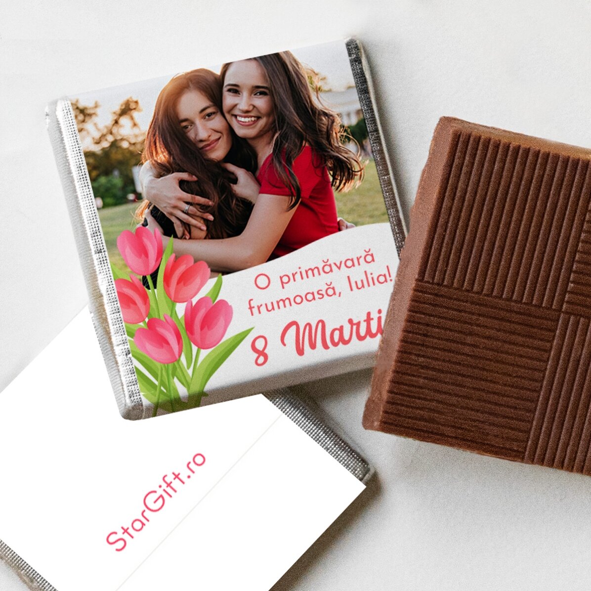 Mini ciocolată personalizată cu poză și mesaj - Lalele