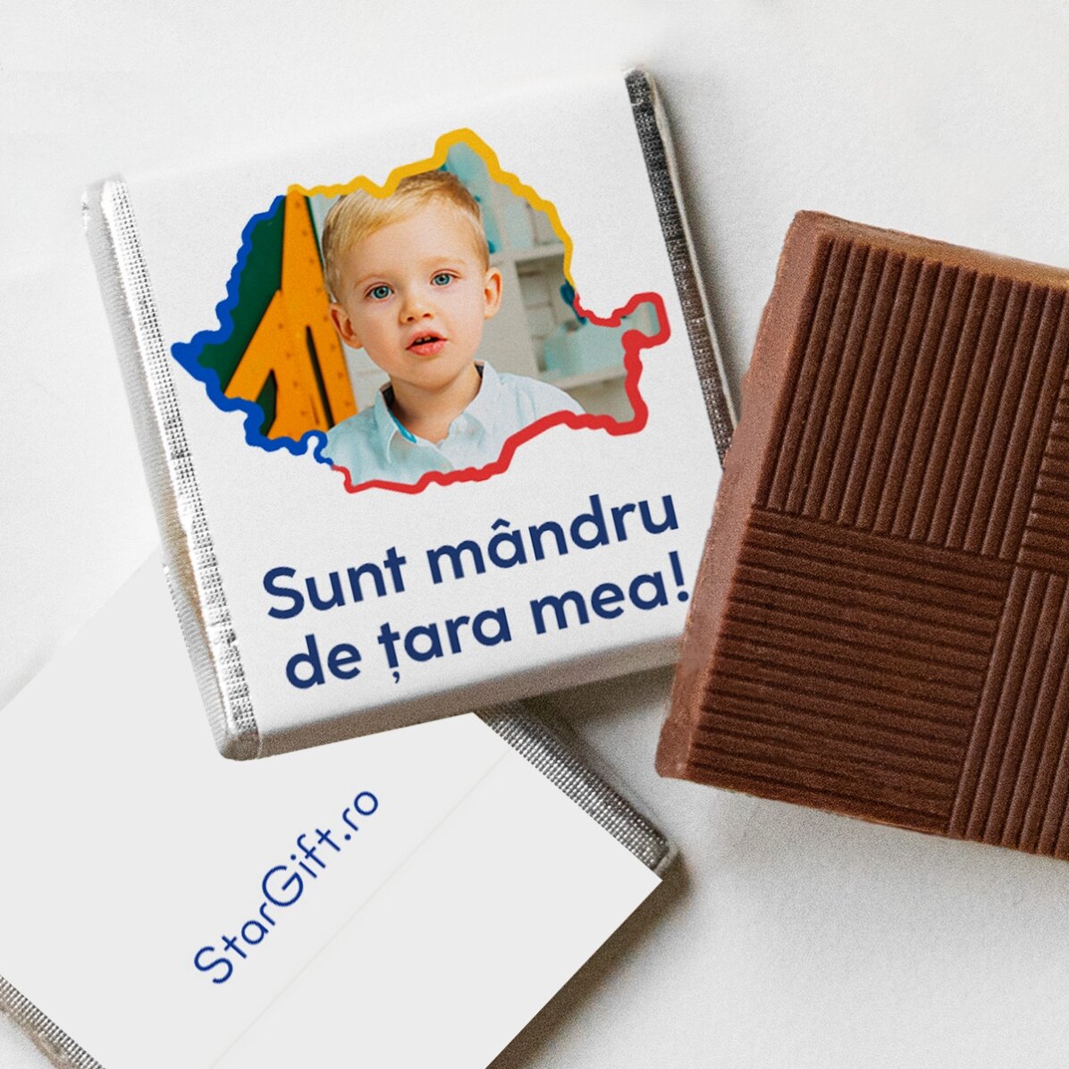 Mini ciocolată personalizată cu poză și mesaj - România